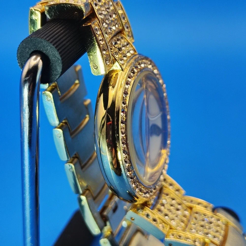 Vintage 2013 Michael Kors MK Logo Rhinestone Bust Down 35mm Women's Quartz Watch